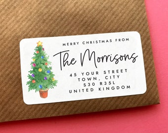 Christmas Tree Address Label, Christmas Address Sticker, Merry Chrstimas From, Family Return Address Sticker, Christmas Card Address Label