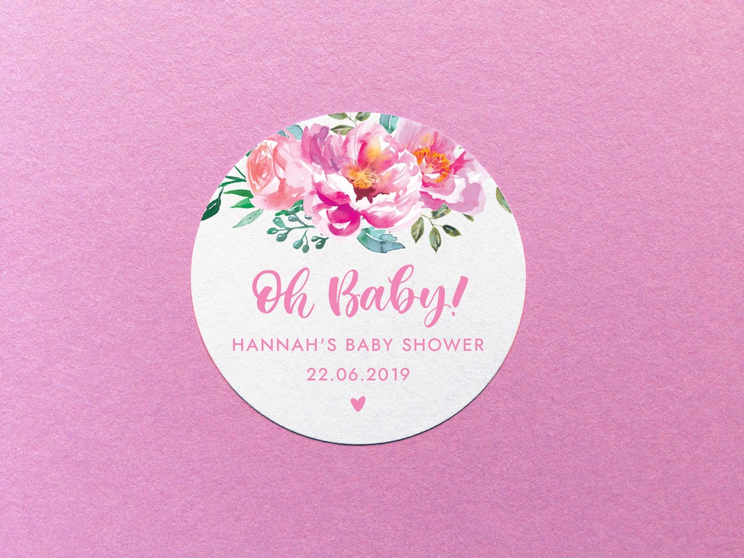 Baby Shower Labels, Oh Baby Stickers, Personalised Baby Shower Labels ...