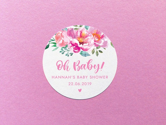 Baby Shower Labels Oh Baby Stickers Personalised Baby Shower Etsy