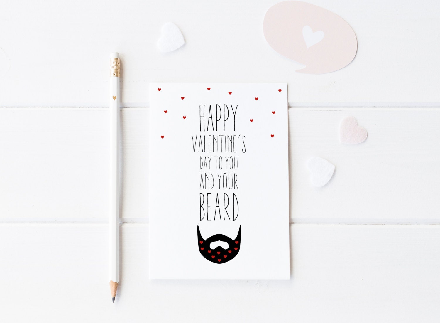 Beard Valentine's Day Card, Funny Beard Valentines Greeting Card,…