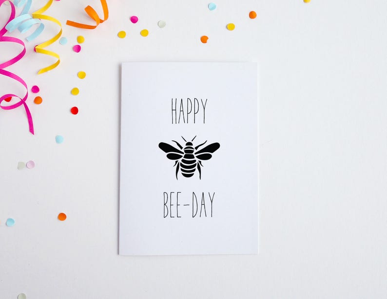Happy Bee Day Funny Birthday Card Pun Birthday Card Etsy UK