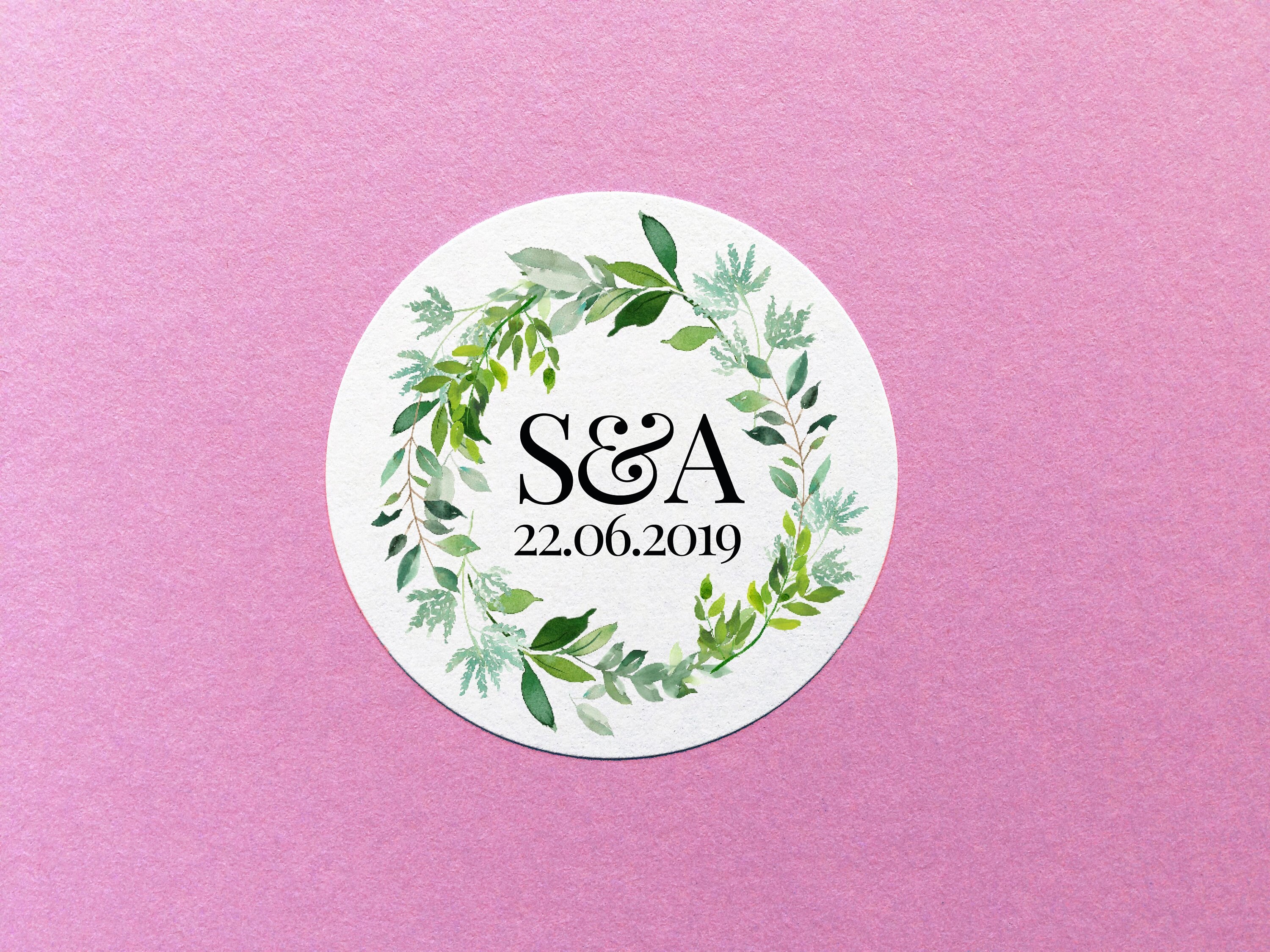 Personalised Wedding Stickers, Greenery Wedding Sticker, Save The Dat…