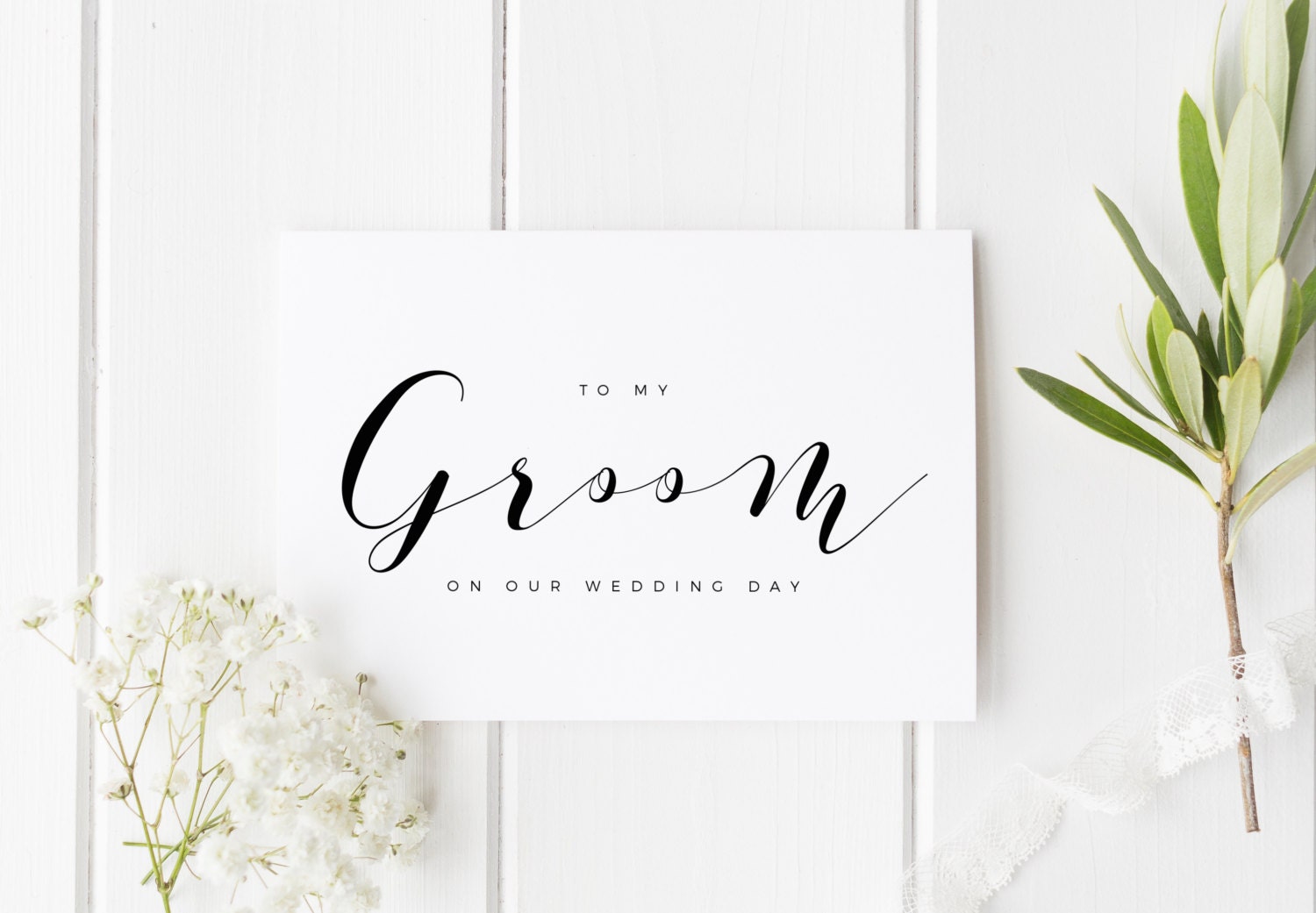 To My Groom On Our Wedding Day, Groom Wedding Day Card, Calligraphy W…