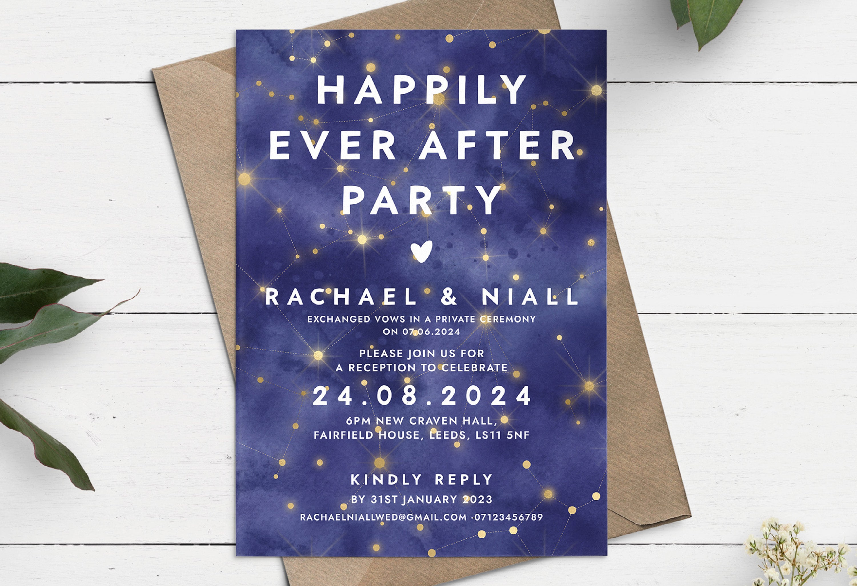 Happily Ever After Party Invite Night Sky Wedding Invite - Etsy UK