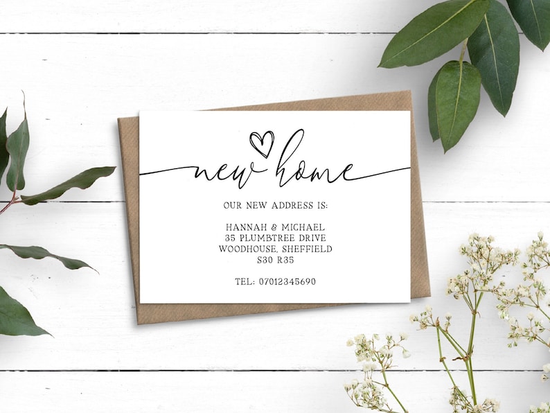 Printed Change Of Address Cards, We Have Moved Cards With Envelopes, Plant Moving Announcement Cards, Pretty New Home Announcement zdjęcie 1