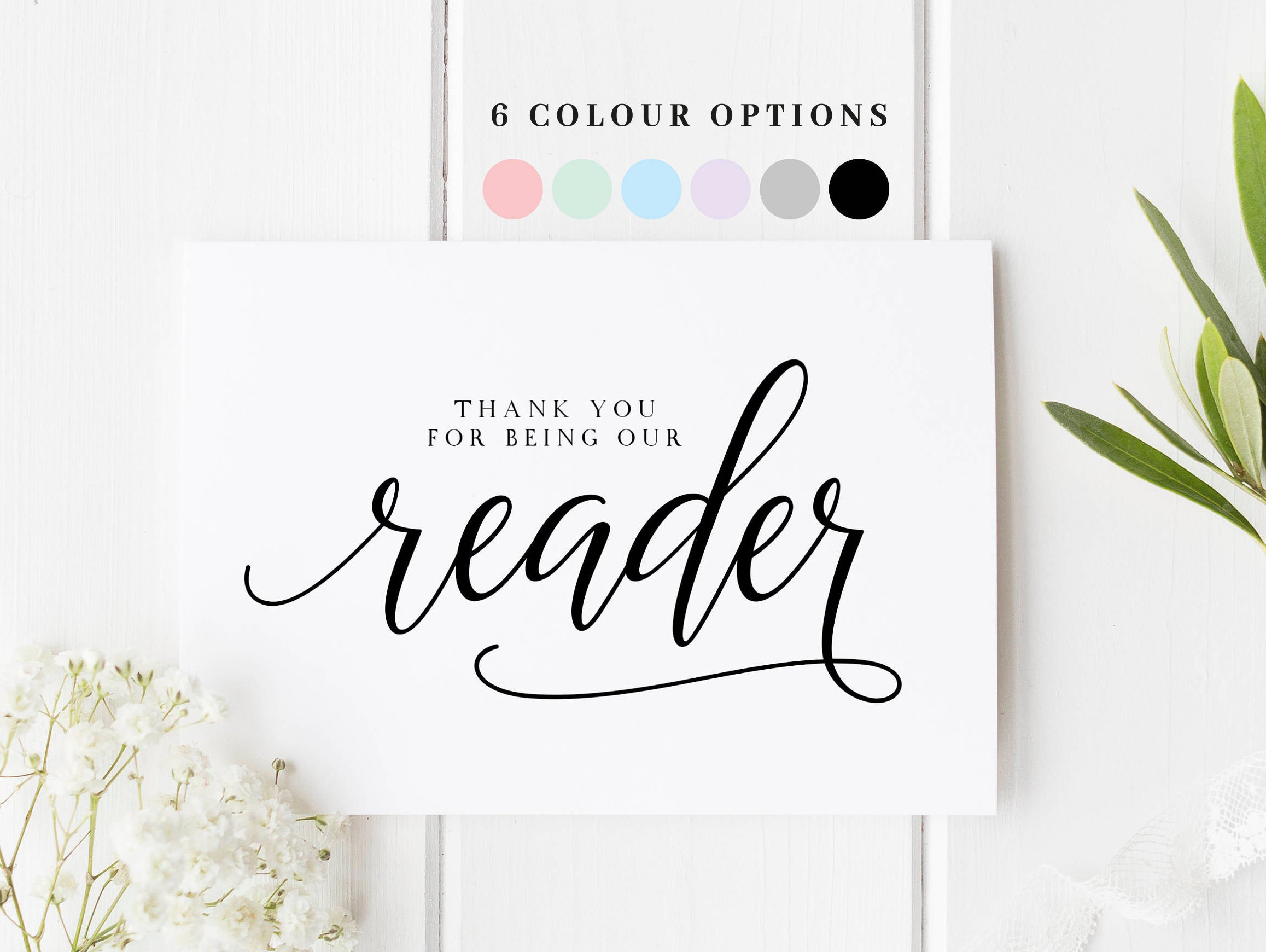 Thank You For Being Our Reader Card, Wedding Reader Thank You Card, R…