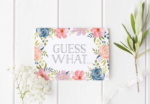 Floral Baby Announcement Card, You're Going To Be Grandparents, Guess What Baby Card, Guess What Pregnancy Card, We're Having A Baby Card