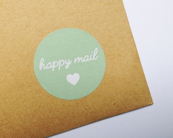 Happy Mail Stickers, Happy Post Labels, Thank You Stickers, Pretty Packaging Stickers, Wedding Invite Labels,