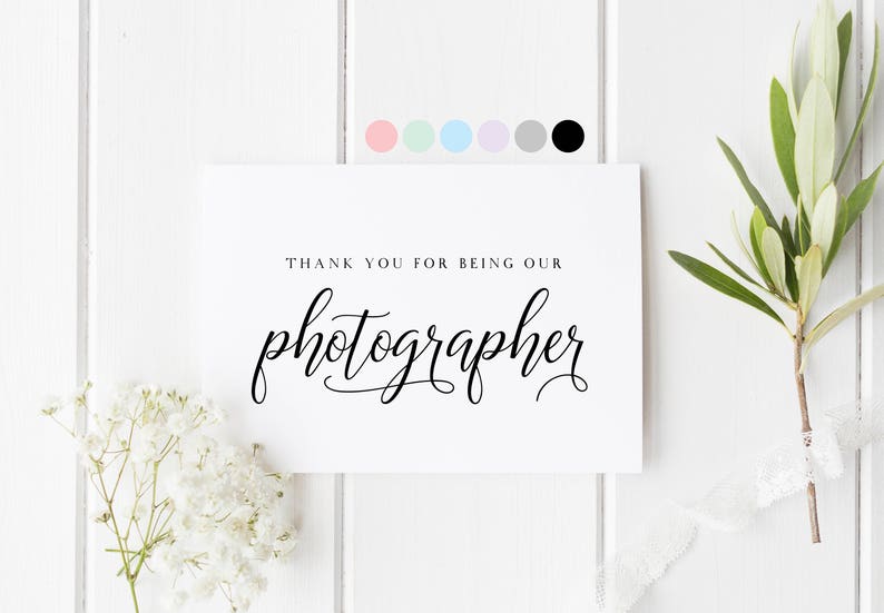 Photographer Thank You Card Wedding Photographer Card Thank Etsy