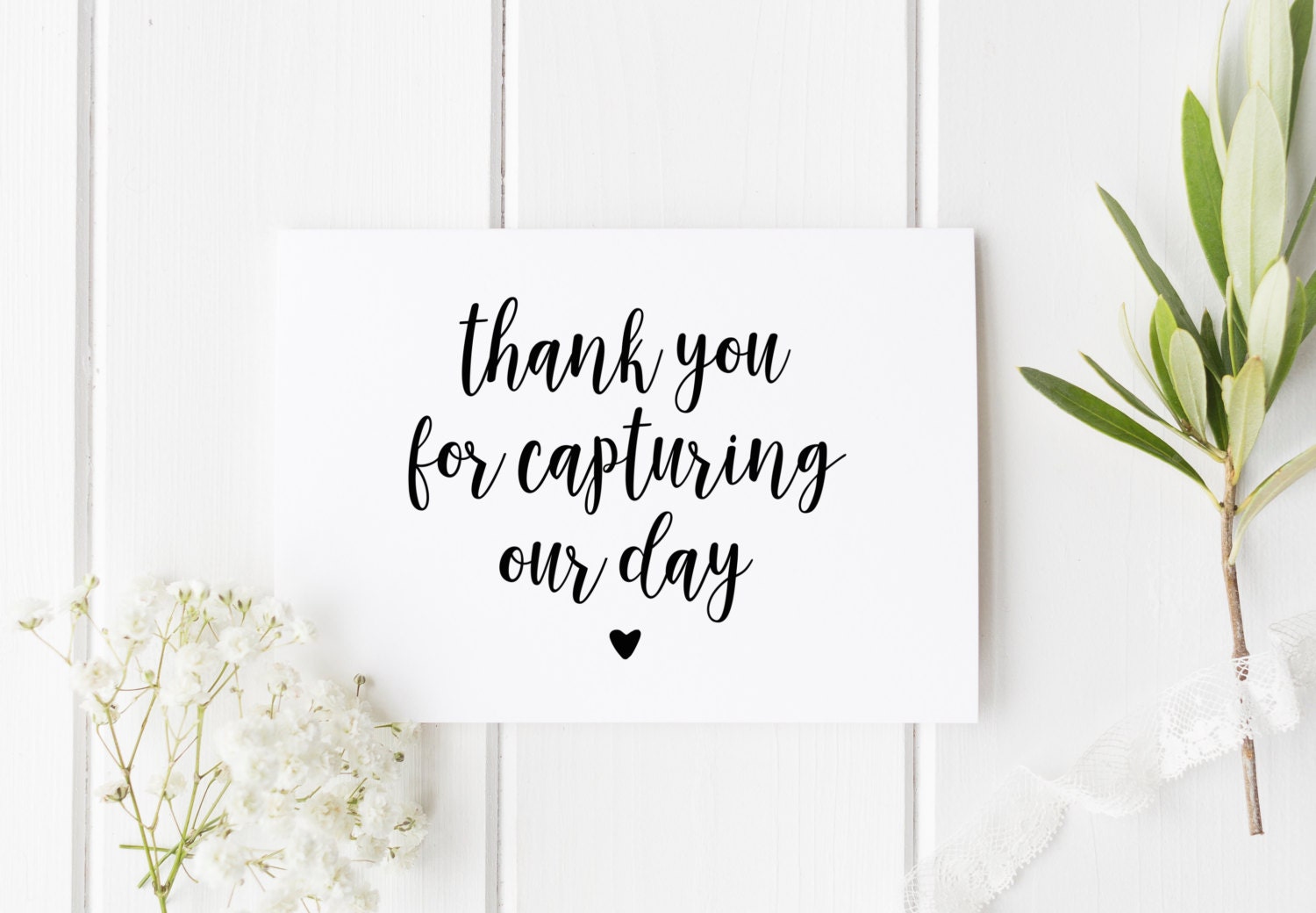 Thank You Wedding Card, Thankyou Photographer Card, Thank You For Cap…