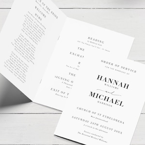 Simple Wedding Order Of Service, Order Of Service Booklet, Order Of Events, Wedding Ceremony Order Of The Day, Wedding Programme