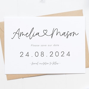 Heart Save The Date Card, Simple Save the Dates, Modern Save The Date Card, Simple Wedding Invitation, Save Our Date