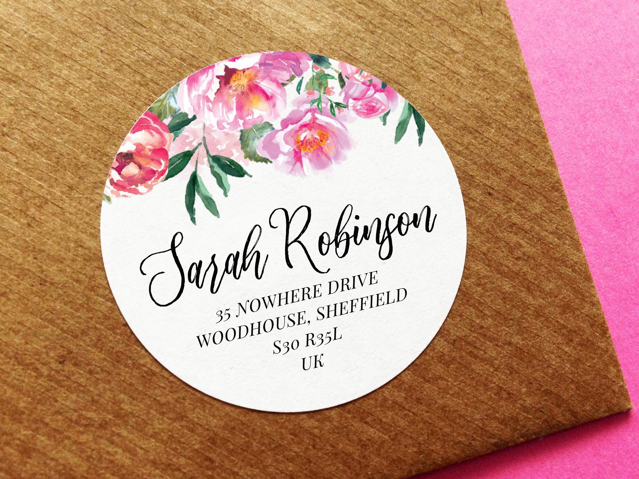 Floral Address Label, RSVP Return Address Label, Peony Address Label,…