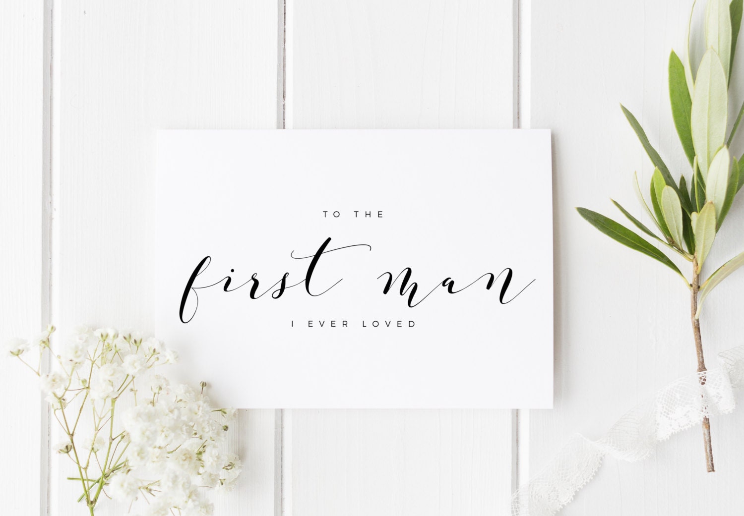 Dad Wedding Day Card, To The First Man I Ever Loved, Calligraphy Styl…