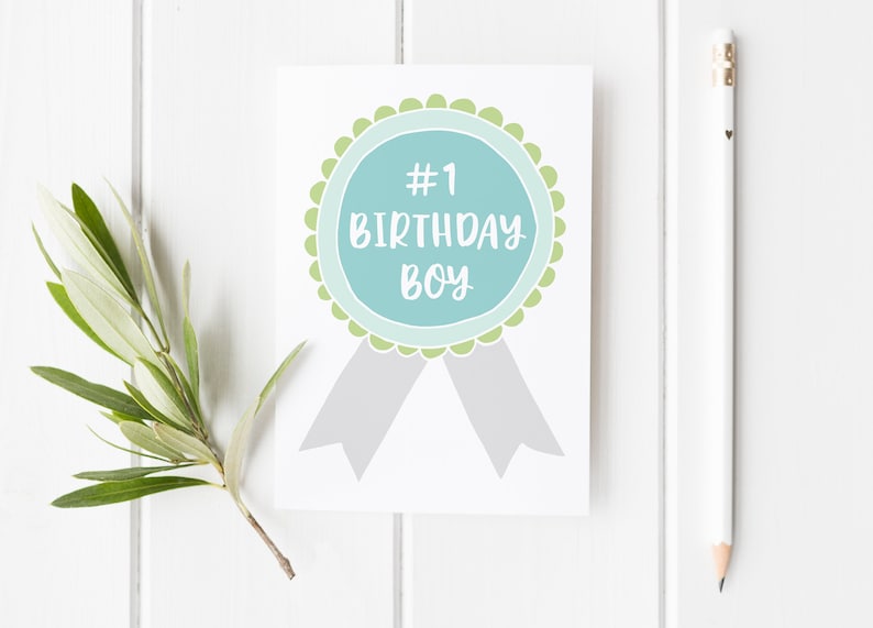 Childrens Card Birthday Card For Kids Son Birthday Card Birthday Boy Card Little Boy Birthday Card Birthday Card For Boy Rosette Card