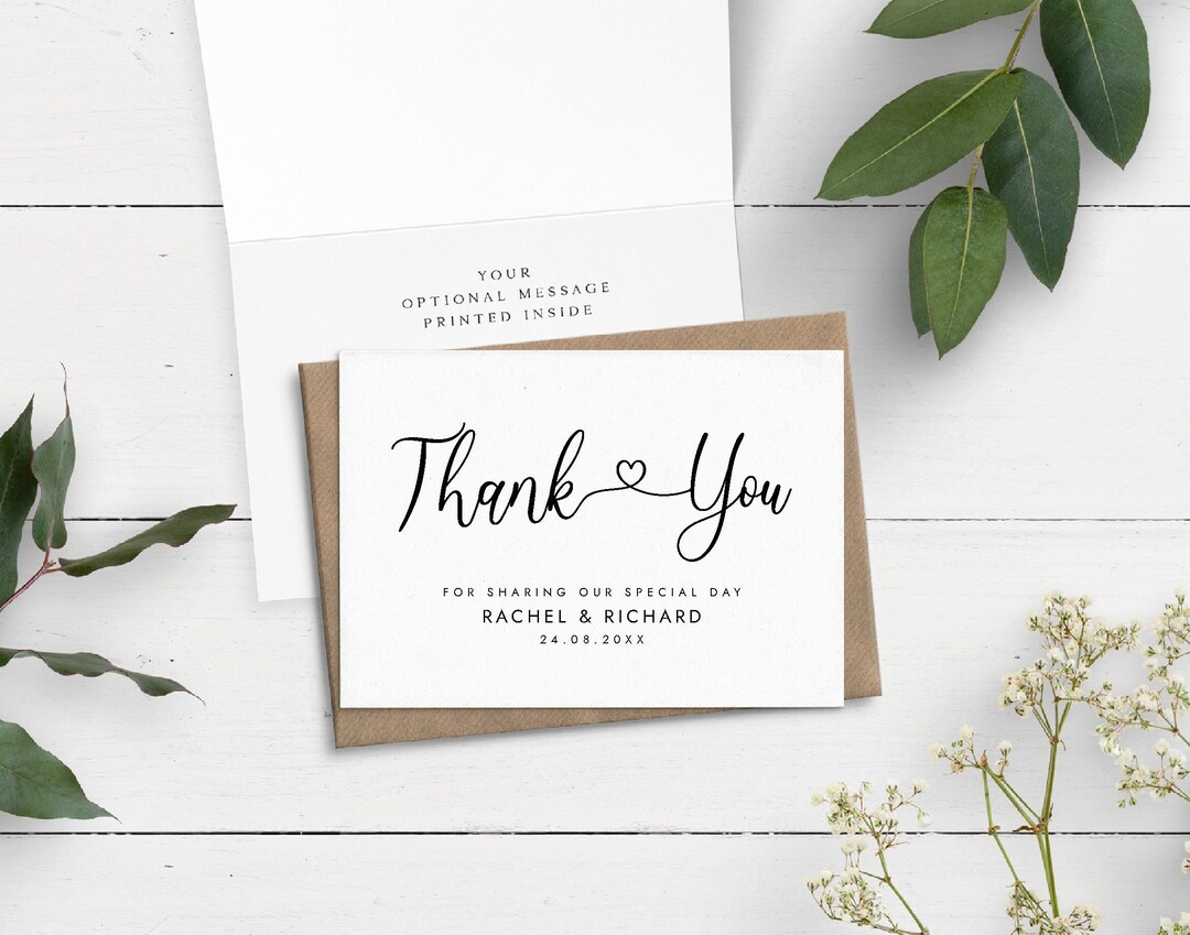 Folded Wedding Thank You Cards for Guests, Cute Thank You Cards With ...
