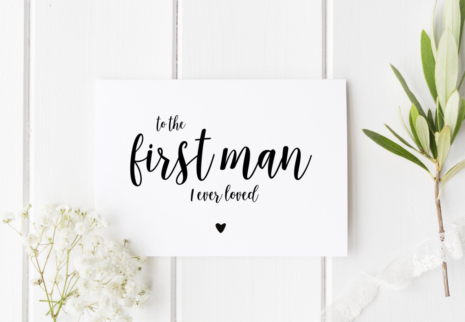 To The First Man I Ever Loved, Dad Wedding Day Card, Pretty Heart Sty…