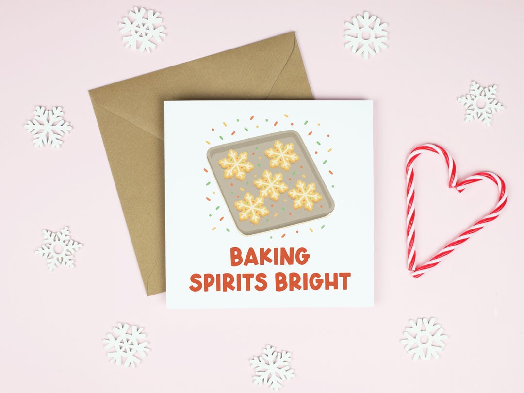 Baking Spirits Bright Christmas Card, Funny Baking Christmas Card, Cute ...