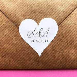 Wedding Sticker, Heart Wedding Sticker, Initials Wedding Label, Script Font Stickers, Wedding Date Sticker, Envelope Seals, Personalised