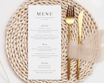 Printed Elegant Wedding Menus, Modern Printed Menu Cards For Reception, Simple Wedding Breakfast Menu, Dinner Menu Cards, DL Size Menu