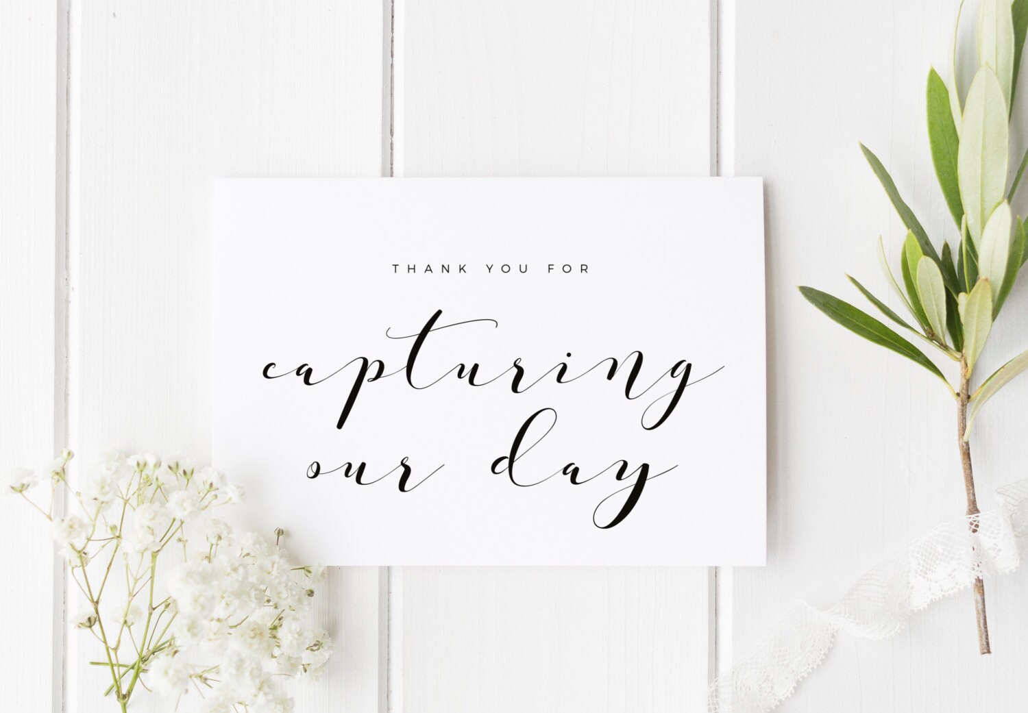 Thank You Wedding Card, Thankyou Photographer Card, Thank You For Cap…