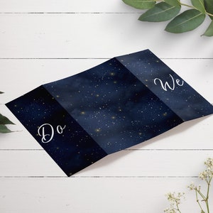 Gatefold Wedding Invitation, Celestial Wedding Invitation, Night Sky Gatefold Wedding Invitation, Moon & Star Invite, Winter Wedding Invite image 3