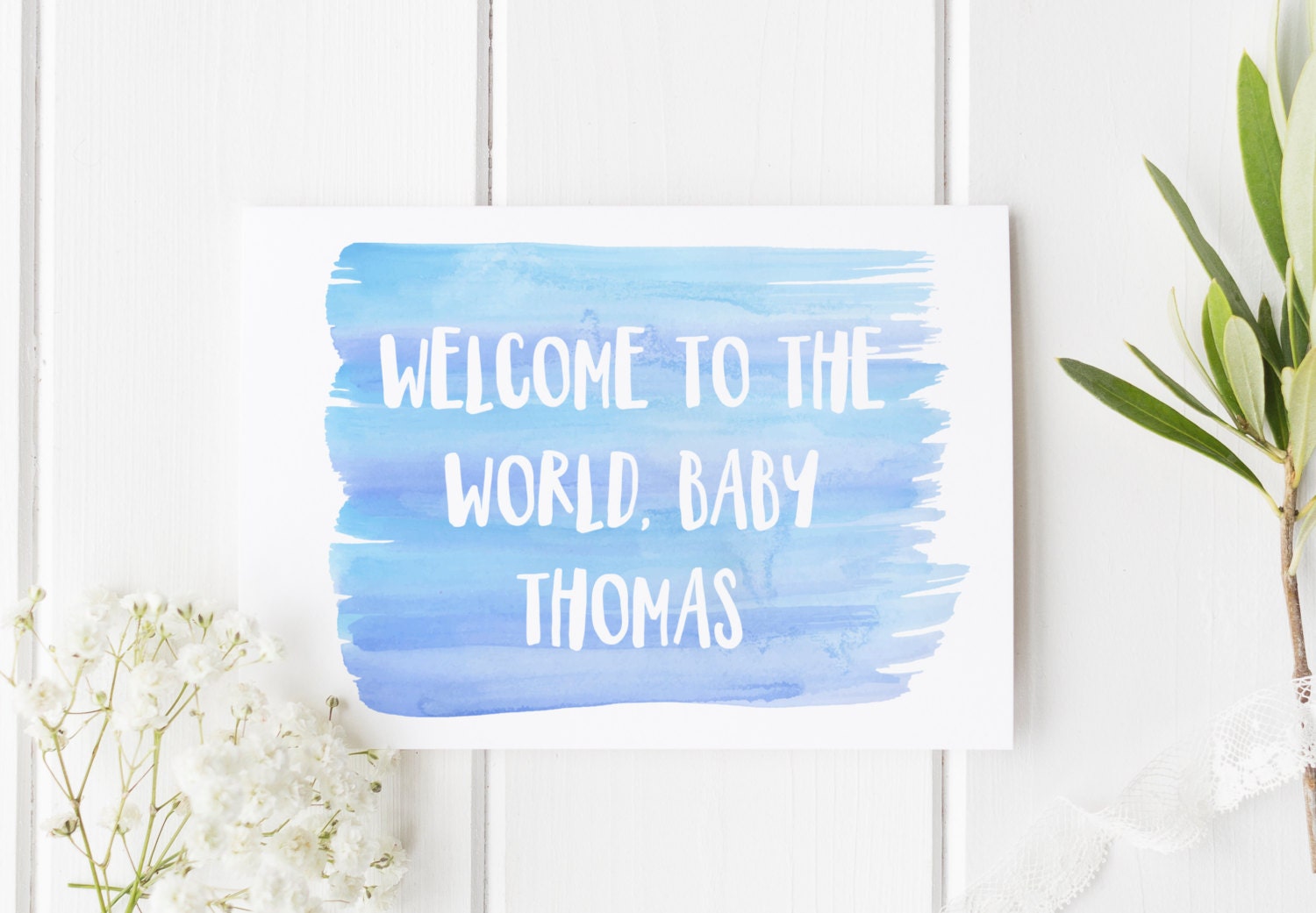 New Baby Boy Card, Personalised Baby Card, New Arrival Card, Welcome …