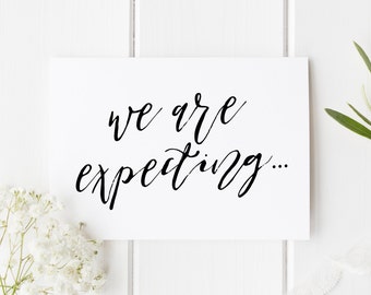 We Are Expecting Pregnancy Card, Baby Announcement Card, Personalised Pregnancy Announcement, Simple Baby Announcement