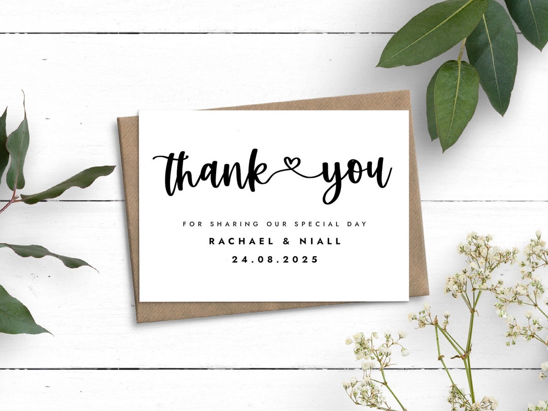 Simple Thank You Cards With Envelopes, Heart Wedding Cards, Bulk Thank
