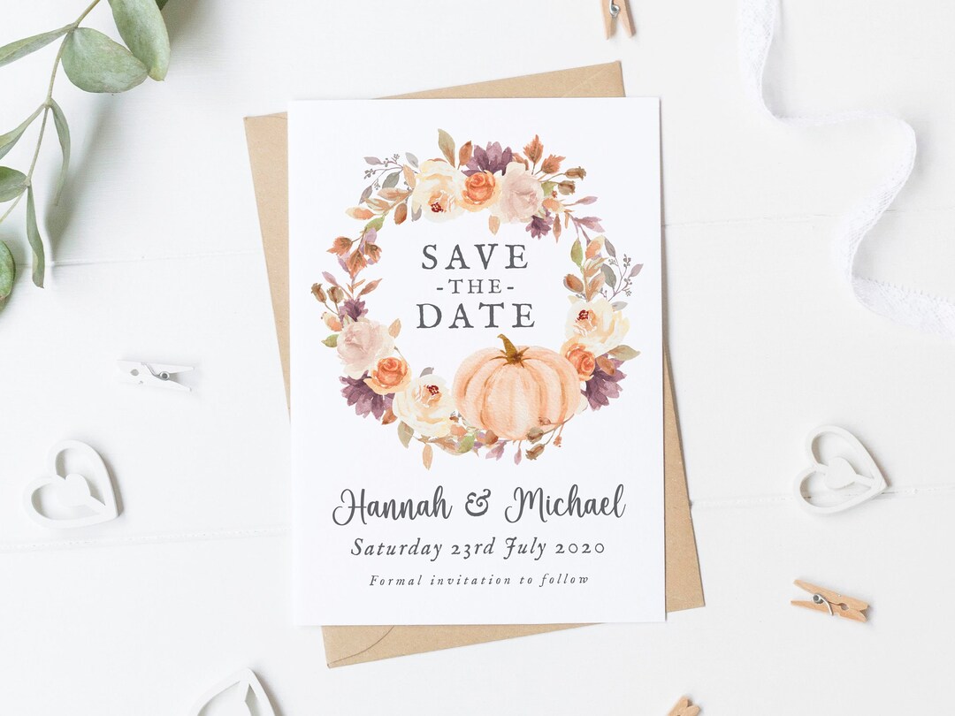 Autumn Save the Date, Pumpkin Save the Date Card, Fall Save the Date