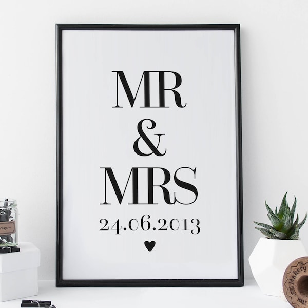 Personalised Wedding Gift, Personalised Mr & Mrs Print, Personalized Poster, Anniversary Gift, Wedding Anniversary Gift, 1st Anniversary