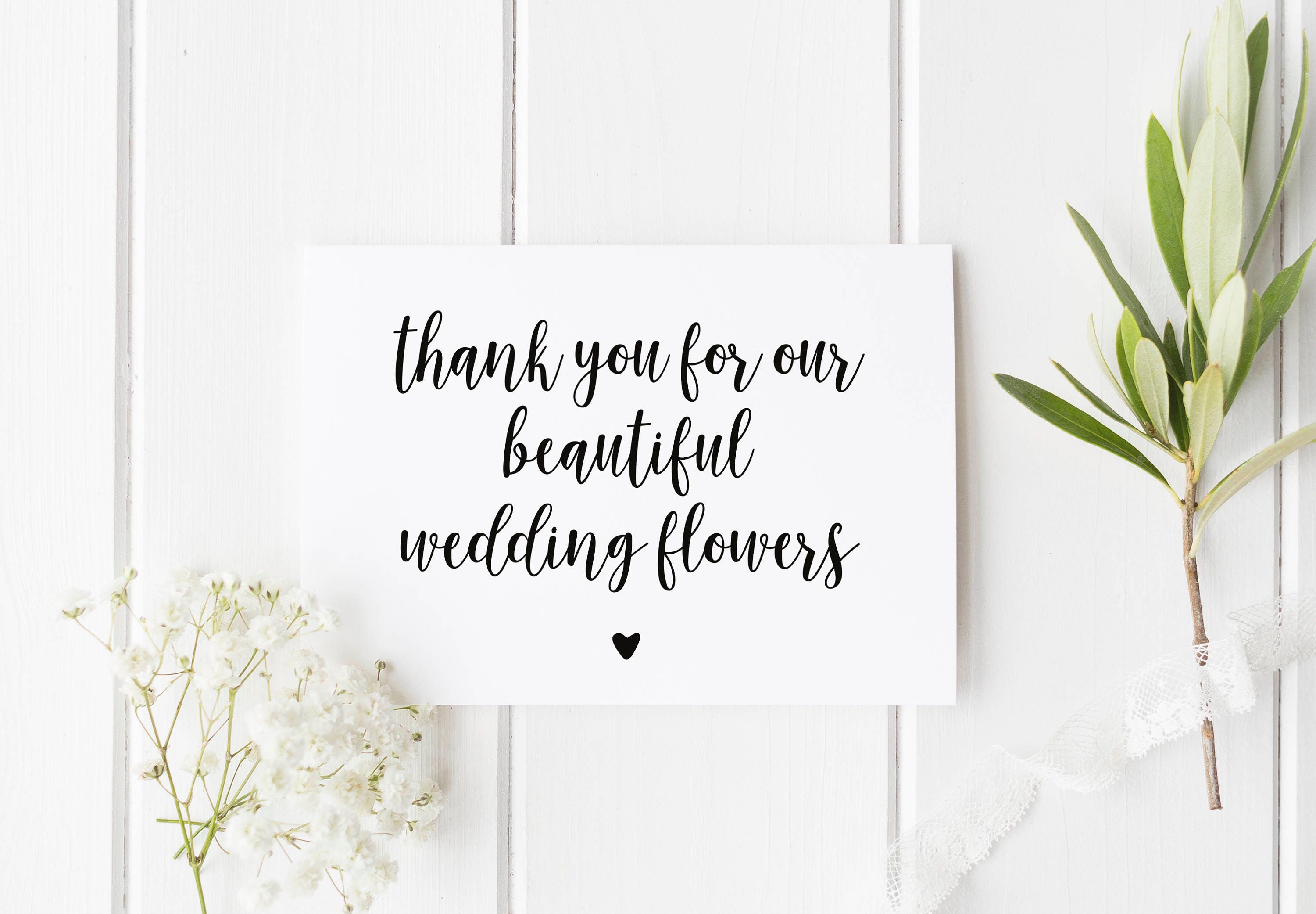 Wedding Florist Thank You Card, Card For Wedding Flowers, Thank You F…