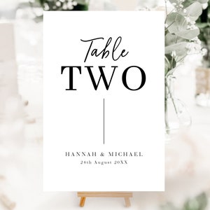 Numéros de table simples, cartes de visite imprimées pour une réception de mariage, cartes de visite minimalistes et chics, papeterie personnalisée le jour