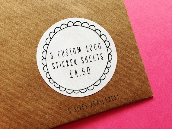 3 Custom Logo Sticker Sheets, Personalised Stickers, Custom Business  Stickers, Custom Logo Labels, Wedding Stickers, Thank You Labels 