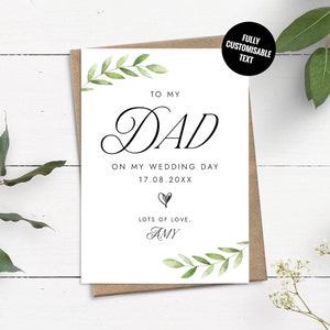 Carte pour papa le jour de mon mariage, carte personnalisée pour le jour du mariage, carte pour papa, pour mon père, le jour de mon mariage, carte pour le père de la mariée
