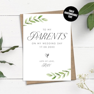 Pour mes parents le jour de mon mariage, carte personnalisée le jour de mon mariage pour maman et papa, carte pour maman et papa le jour du mariage, carte des parents de la mariée