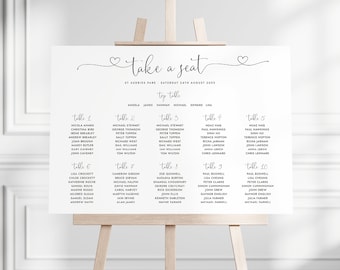 Personalized Wedding Seating Plan: Simple Heart Design (Digital or Printed)