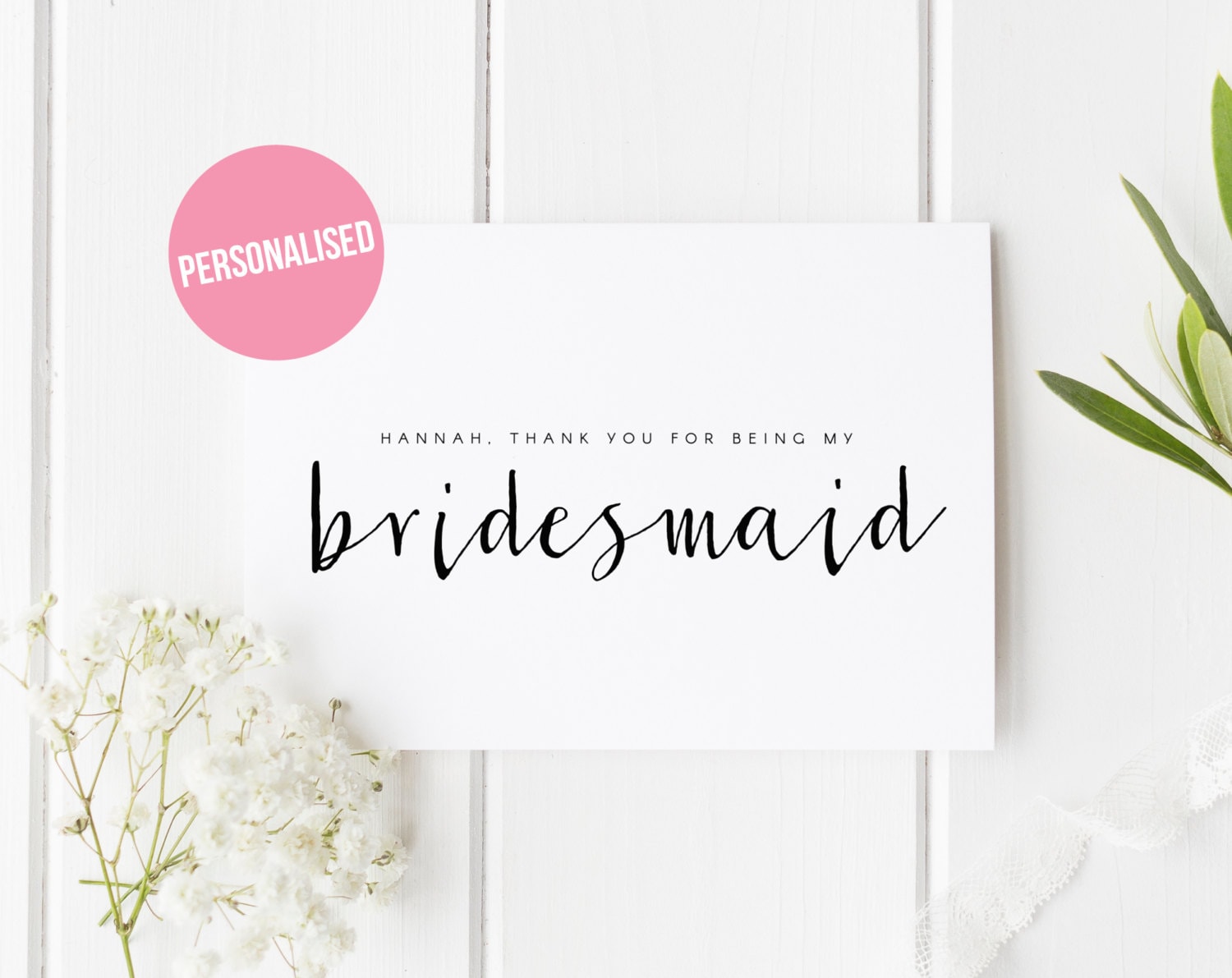 Personalised Thank You For Being My Bridesmaid, Wedding Bridesmaid Th…