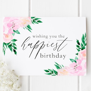 Pretty Birthday Card, Pink Flower Birthday Card, Best Friend Card, Carte d’anniversaire la plus heureuse, carte d’anniversaire florale, carte d’anniversaire pour elle