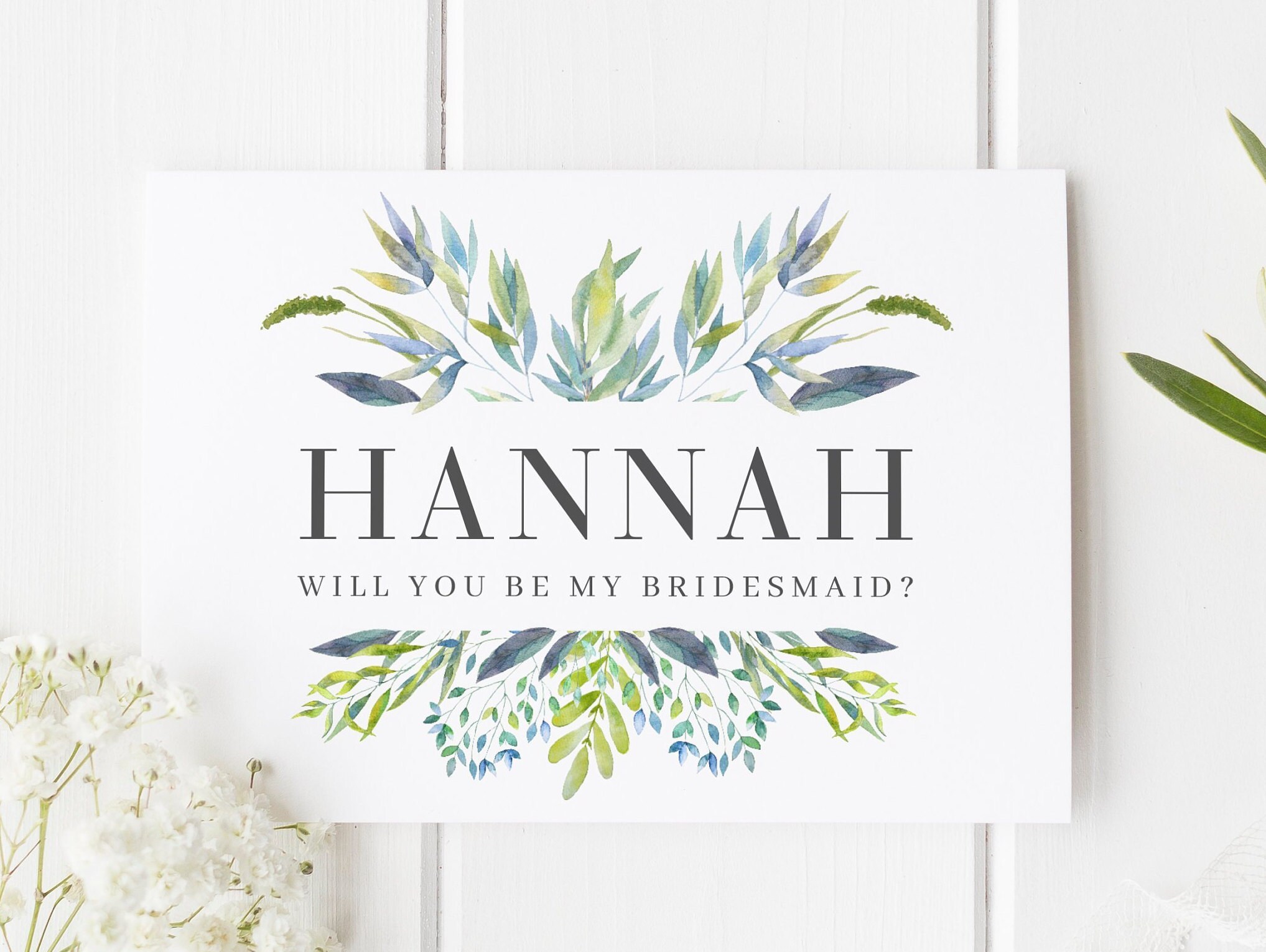 Will You Be My Bridesmaid Card, Botanical Bridesmaid Card, Personalis…