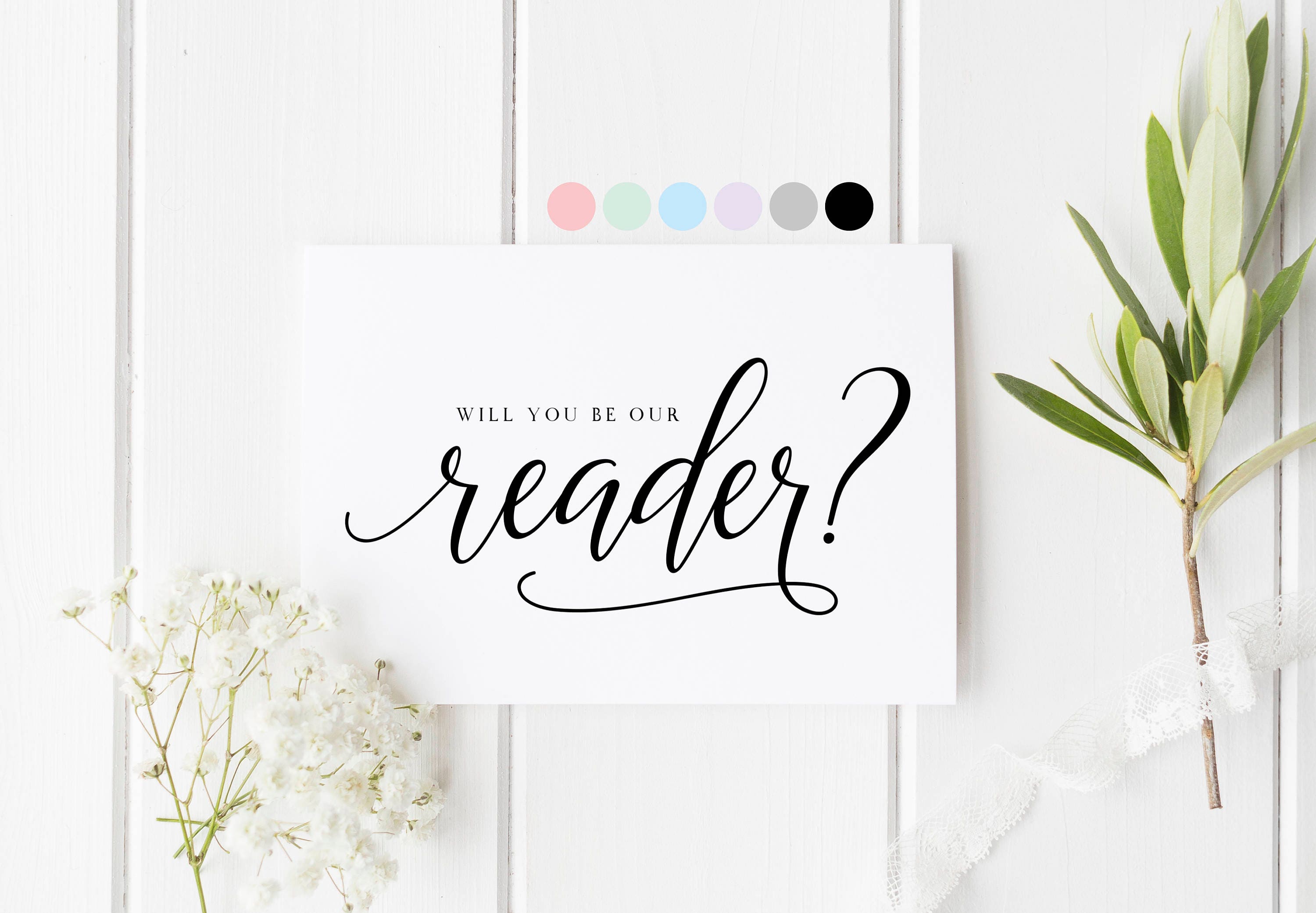 Will You Be Our Reader Card, Will You Read At Our Wedding, Reader Wed…