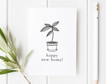 New Home Card, Housewarming Card, House Plant Card, Congratulations New House, Moving House Card, Happy New Home, Moving In Card