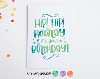 Birthday Card, Hooray It's Your Birthday, Birthday Card For Friend, Colorful Birthday Card, Pretty Birthday Card, Hip Hip Hooray Birthday