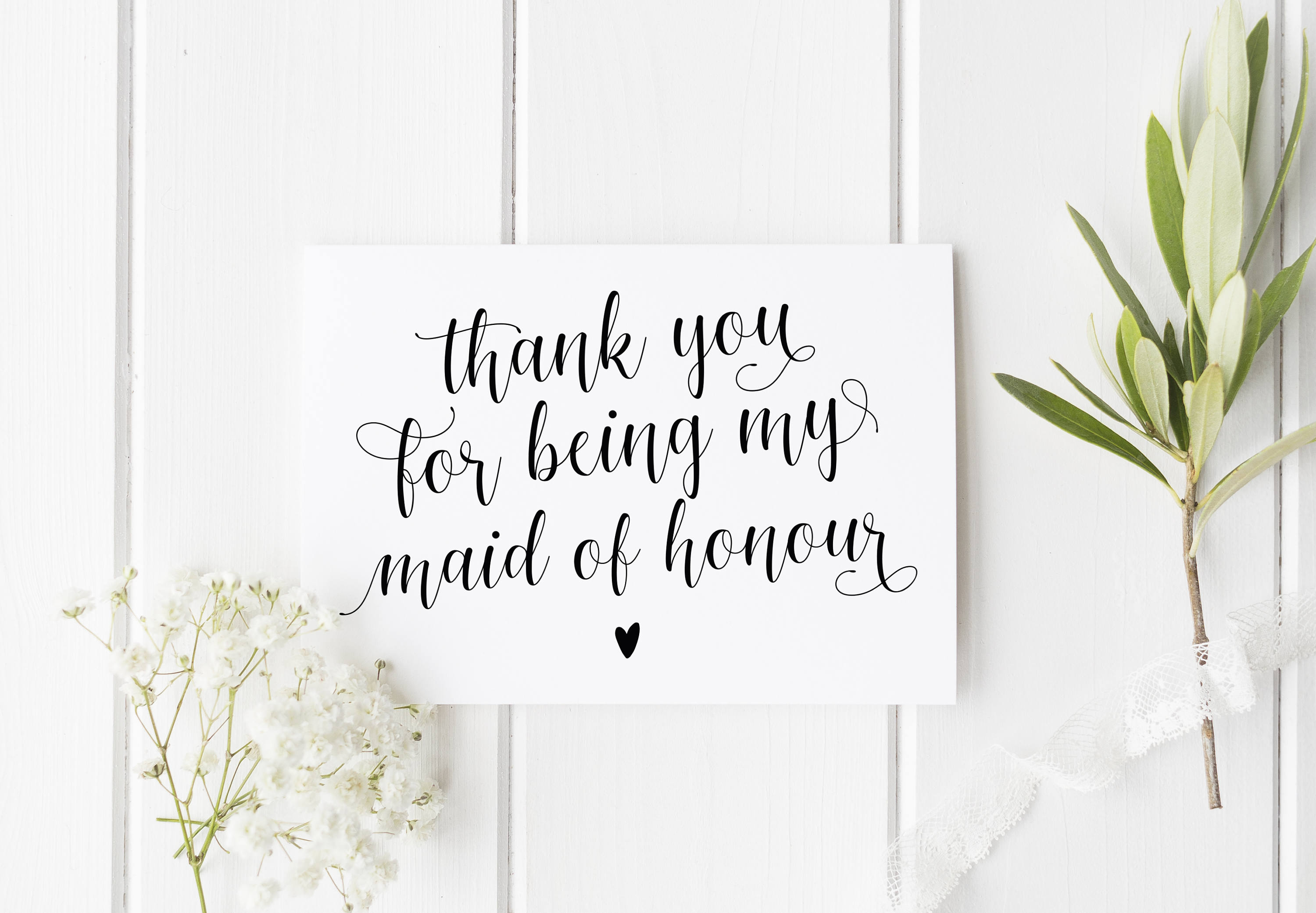 Thank You Maid Of Honour Card, Maid Of Honor Card, Wedding Thank You …