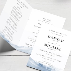 Nautical Order Of Service Booklet, Navy Wedding Order Of Service, Order Of Events, Wedding Ceremony Order Of The Day, Wedding Programme