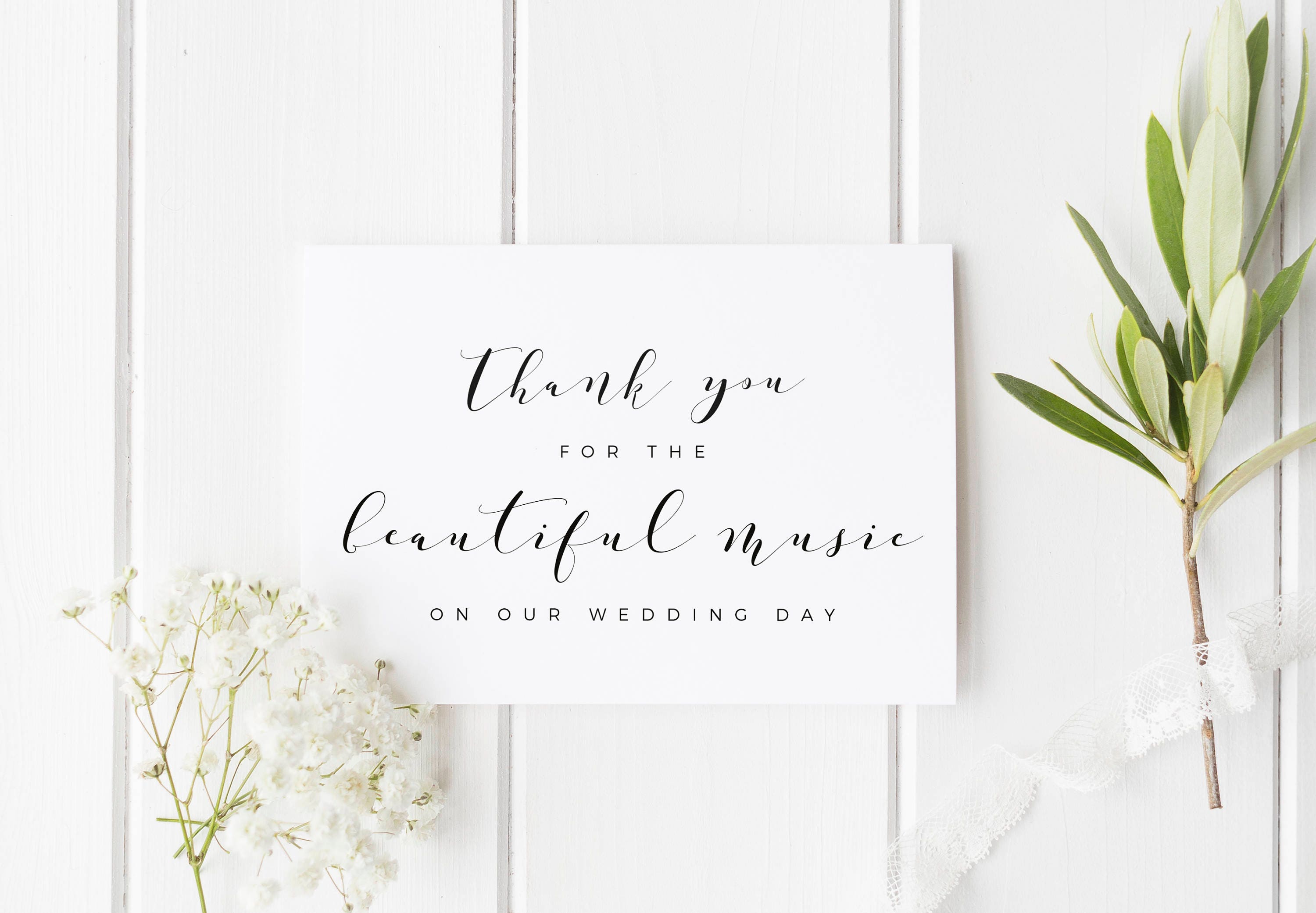 Thank You For The Beautiful Music Card, Wedding Band Thank You Card, …