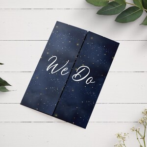 Gatefold Wedding Invitation, Celestial Wedding Invitation, Night Sky Gatefold Wedding Invitation, Moon & Star Invite, Winter Wedding Invite image 2