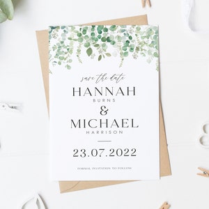 Save The Date Card, Eucalyptus Save The Date, Greenery Wedding Invite, Watercolor Save Our Date Card, Pretty Save The Date