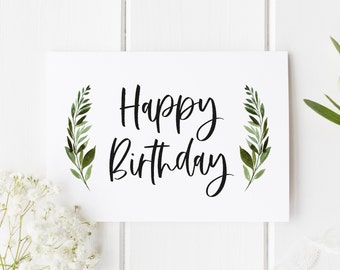 Simple Birthday Card, Botanical Birthday Card For Her, Greenery Birthday Card, Birthday Card Mum, Birthday Card Sister, Good Friend Card