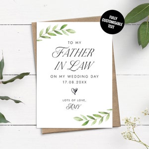 Carte pour beau-père le jour de mon mariage, carte pour le jour de mon mariage personnalisée pour beau-père, carte pour le jour de mon mariage